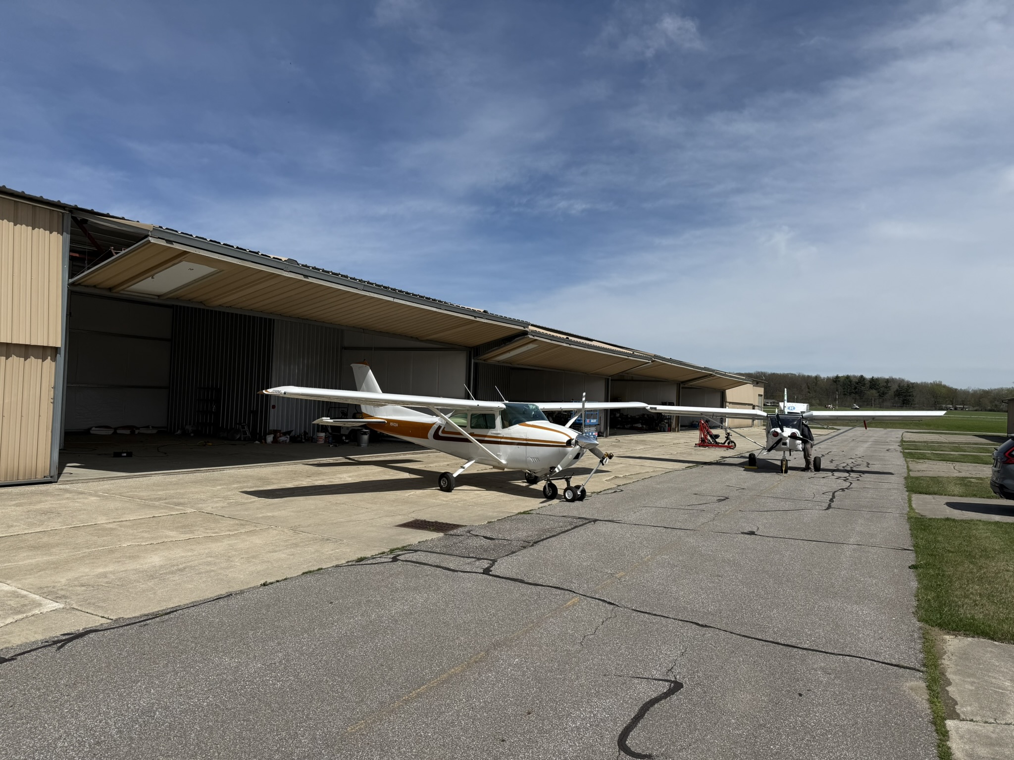 T-hangar building exterior at Michigan City Municipal Airport